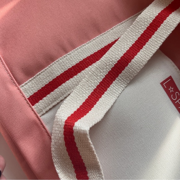L*Space Pink with Red/White Color Block Stripe Coastal Cooler Bag NWT - Picture 6 of 14